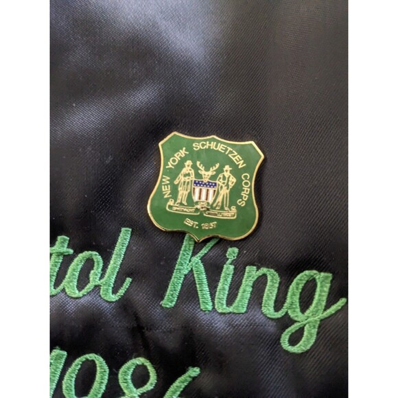 VTG Pistol King 1986 Brooklyn Schuetzen Corp + Pins Nylon Bomber Jckt Sz M OOAK - Picture 15 of 16